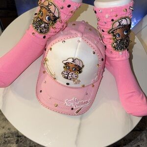 Louis Vuitton Pink and White Embellished Hat